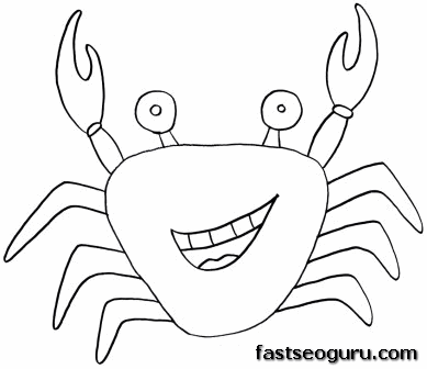 Printable  Sea Animal Crab Coloring Pages